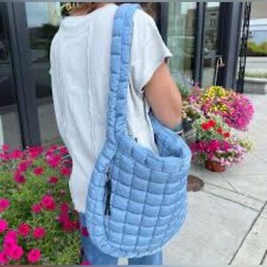 NWT FP Movement by Free People Quilted Carryall Bag in Denim Blue